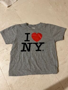 I Love NY Grey Baby Tee with Red Heart